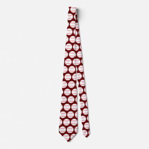Baseball Ball Pattern Pitcher Batter Catcher Red Tie