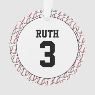 Baseball Ball Pattern Player Name Number Sports Ornament
