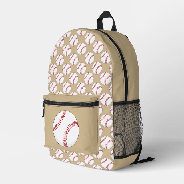 Baseball Ball Pattern Printed Backpack (Back Corner Right)