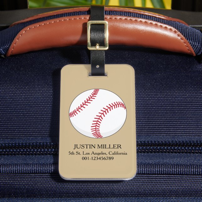 Baseball Ball Personalise Luggage Tag (Front Insitu 2)
