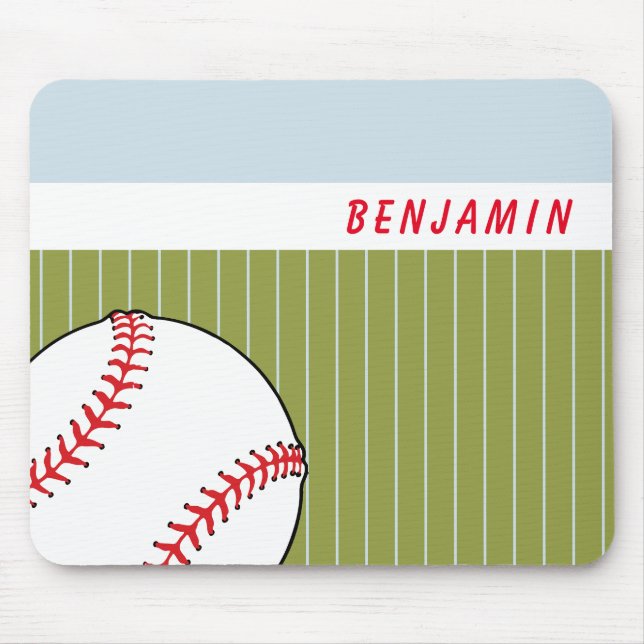 Baseball Ball Personalised Mouse Mat (Front)