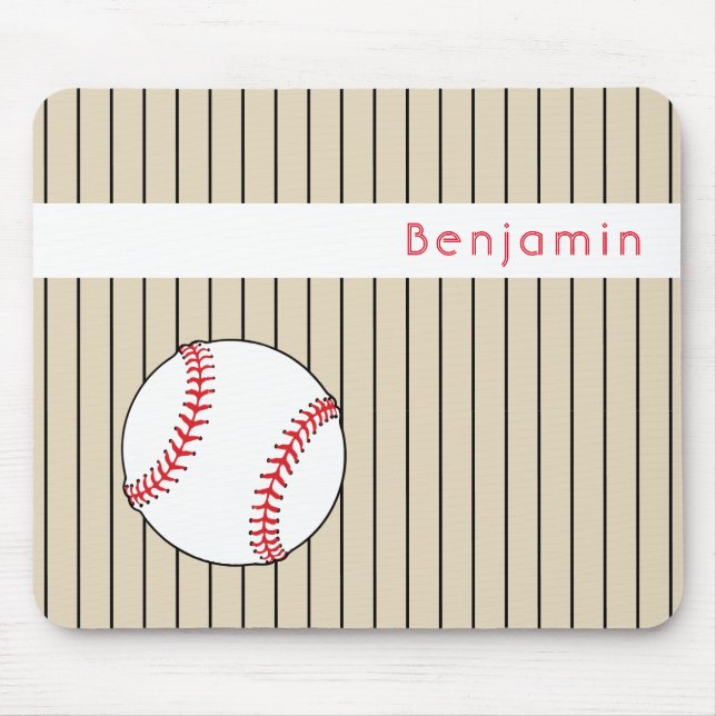 Baseball Ball Personalised Mouse Mat (Front)