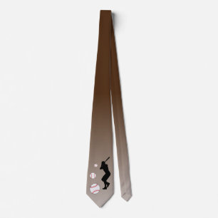 Baseball Ball Player Black Silhouette  Tie