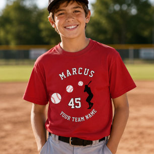 Baseball Ball Player Silhouette Name Team Number T-Shirt