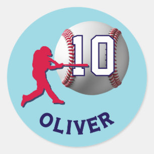Baseball Ball Player Themed Birthday  Classic Round Sticker