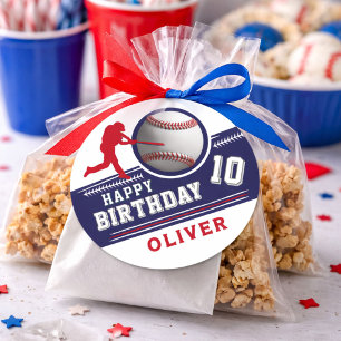 Baseball Ball Player Themed Birthday Party Classic Round Sticker