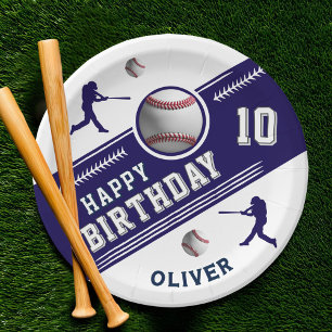 Baseball Ball Player Themed Birthday Party Paper Plate