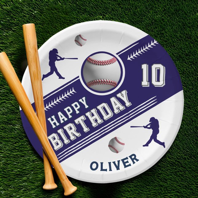 Baseball Ball Player Themed Birthday Party Paper Plate (Creator Uploaded)
