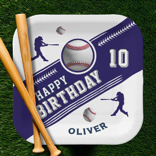 Baseball Ball Player Themed Birthday Party Paper Plate