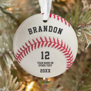 Baseball Ball Red Stitching Photo Personalised Cer Ornament