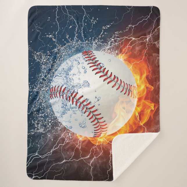 Baseball ball sherpa blanket (Front)