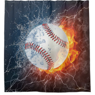 Baseball ball shower curtain