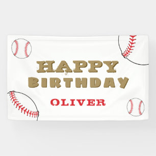 Baseball Ball Sports Black Kids Birthday Party Banner