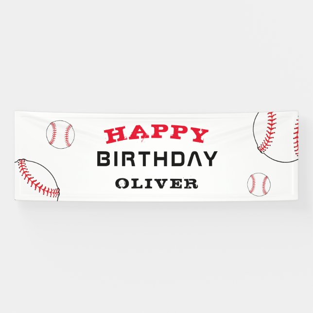 Baseball Ball Sports Kids Birthday Party Banner (Horizontal)
