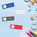 Baseball Ball Sports Name<br><div class="desc">Modern Sports Baseball Kids' Labels with Name // Cute and colourful kids labels with a name - a great way to personalise children`s notebooks, toys, shoes, backpacks, clothes and everything else that leave the house. This simple and cute design features a baseball on a background in different colours - blue,...</div>