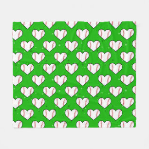 Baseball Ball Texture In Heart Shape - Pattern Fleece Blanket