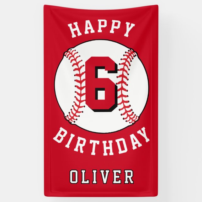 Baseball Ball Themed Kids Birthday Party Banner (Vertical)