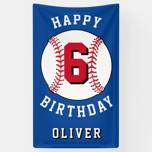 Baseball Ball Themed Kids Birthday Party Banner (Vertical)