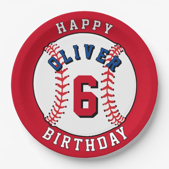 Baseball Ball Themed Kids Birthday Party Paper Plate (Front)