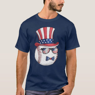 Baseball Ball USA Flag Patriotic Baseball Player T-Shirt