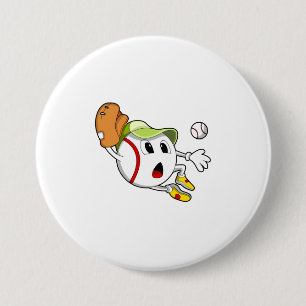 Baseball ball with Baseball glove & Cap 7.5 Cm Round Badge