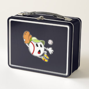 Baseball ball with Baseball glove & Cap Metal Lunch Box