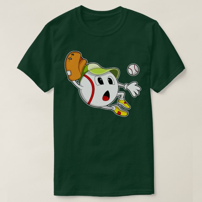Baseball Ball With Baseball Glove  Cap  T-Shirt (Design Front)