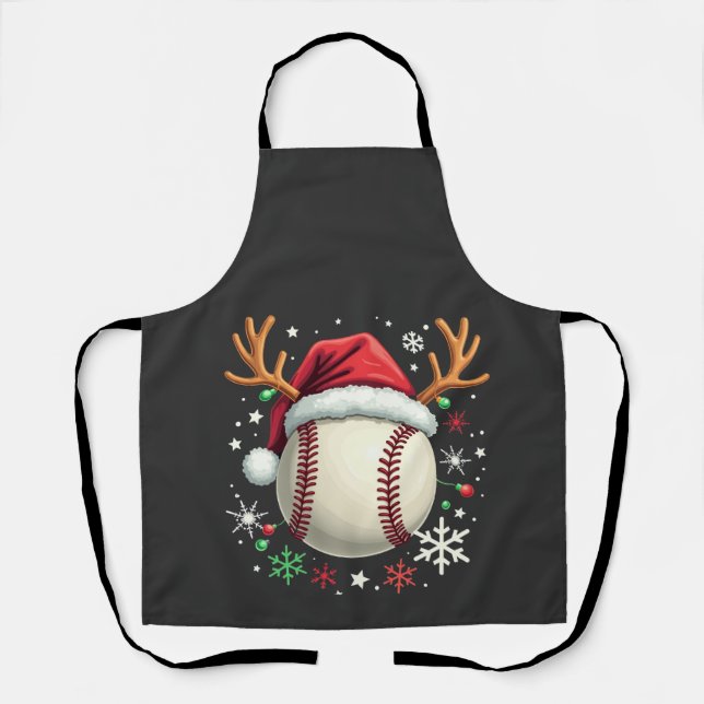 Baseball Ball with Reindeer Horns and Christmas  Apron (Front)