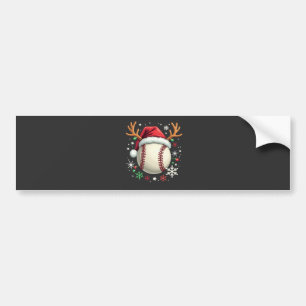 Baseball Ball with Reindeer Horns and Christmas  Bumper Sticker
