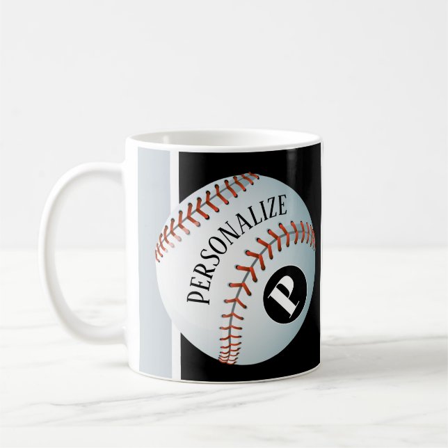 Baseball Baller Monogram Custom Name Coffee Mug (Left)