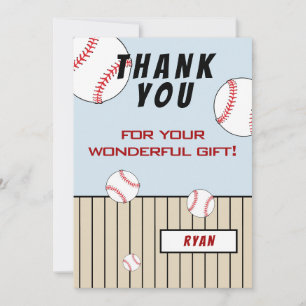 Baseball Balls Birthday Kids Thank You Card
