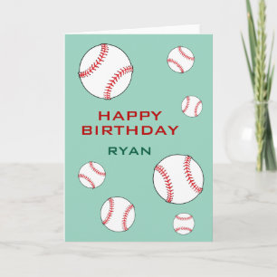 Baseball Balls Happy Birthday Kids Personalised Card
