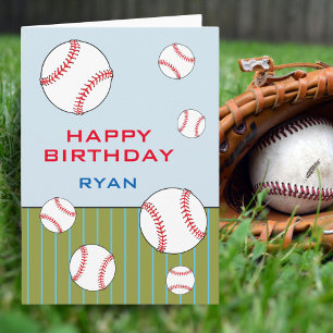 Baseball Balls Happy Birthday Kids Personalizable Card