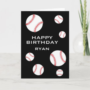 Baseball Balls Personalised Happy Birthday Kids  Card