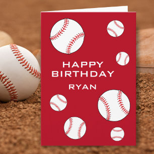 Baseball Balls Personalised Happy Birthday Kids  Card
