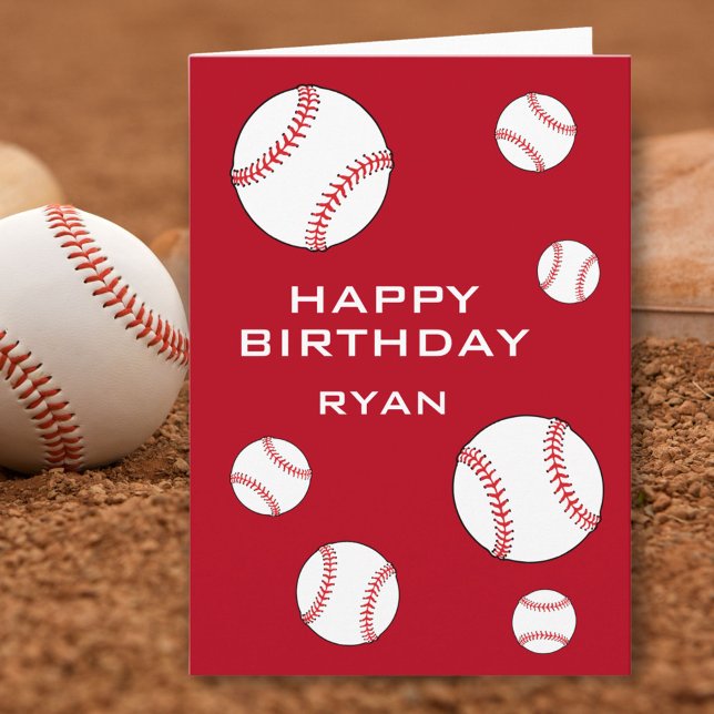 Baseball Balls Personalised Happy Birthday Kids  Card (Creator Uploaded)