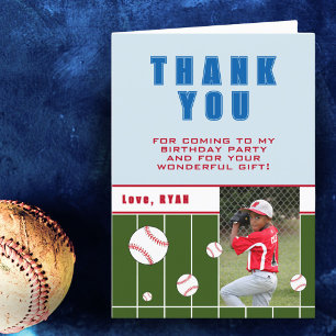 Baseball Balls Personalised Kids Birthday Photo Thank You Card