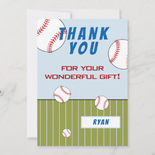Baseball Balls Personalised Kids Birthday Thank You Card