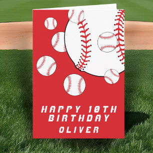 Baseball Balls Red Kids Boy Happy Birthday Card