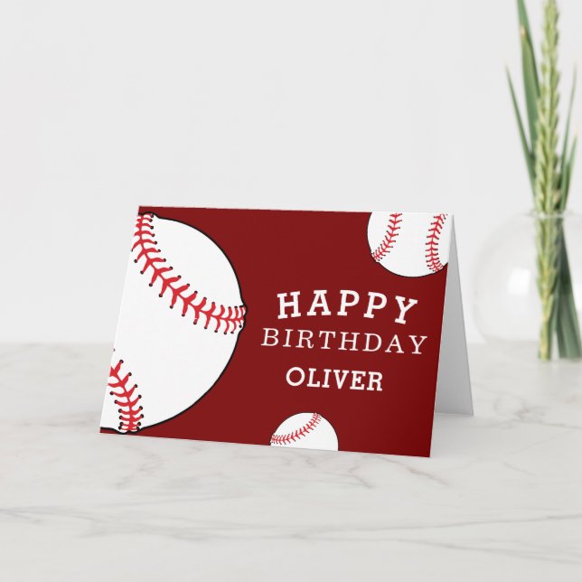 Baseball Balls Sports Happy Birthday Kids Card (Front)