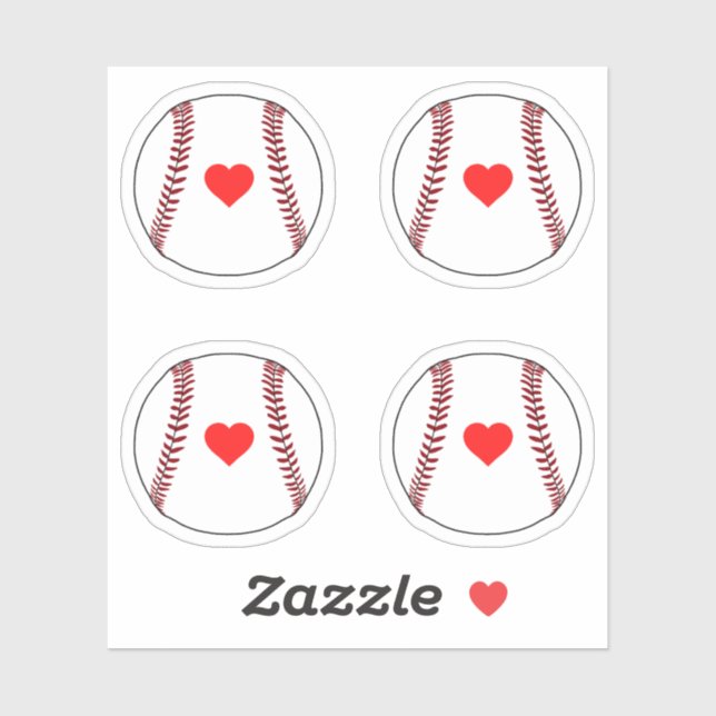 Baseball balls with red heart pack (Sheet)