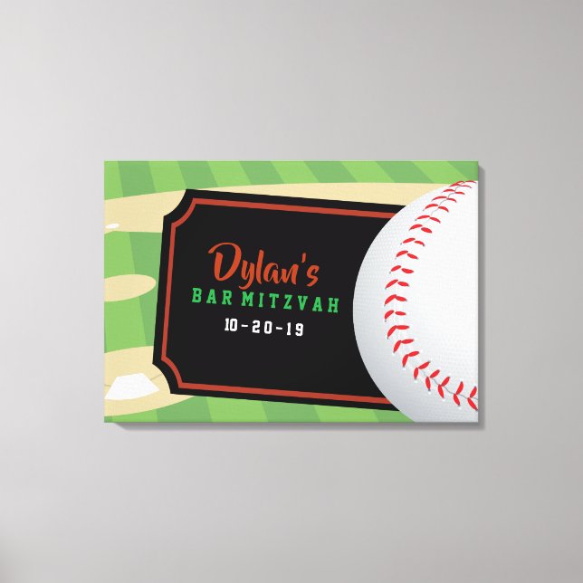 BASEBALL Bar Bat Mitzvah Sign In Board (Front)