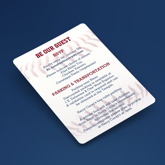 Baseball Bar Mitzvah Guest Information Card (Creator Uploaded)