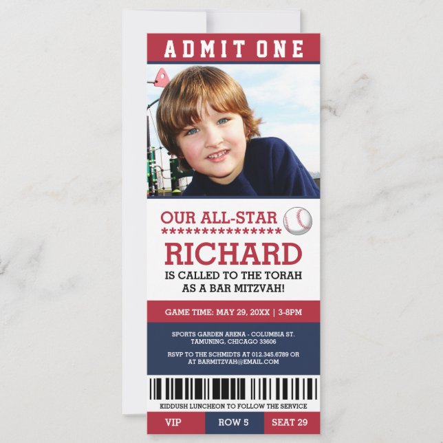 Baseball Bar Mitzvah Invites (Front)