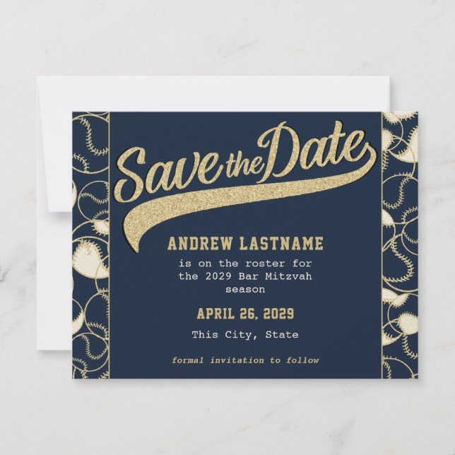 Baseball Bar Mitzvah Save the Date (Front)