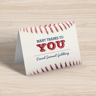 Baseball Bar Mitzvah Thank You Note Card