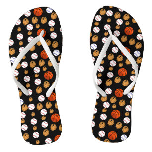 baseball, baseball glove, basketball, sport flip flops