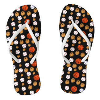 baseball, baseball glove, basketball, sport flip flops