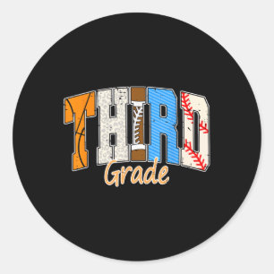 Baseball Basketball Football Back To School Third Classic Round Sticker