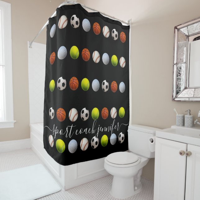 Baseball Basketball Golf Sports Coach Trainer Shower Curtain (In Situ)